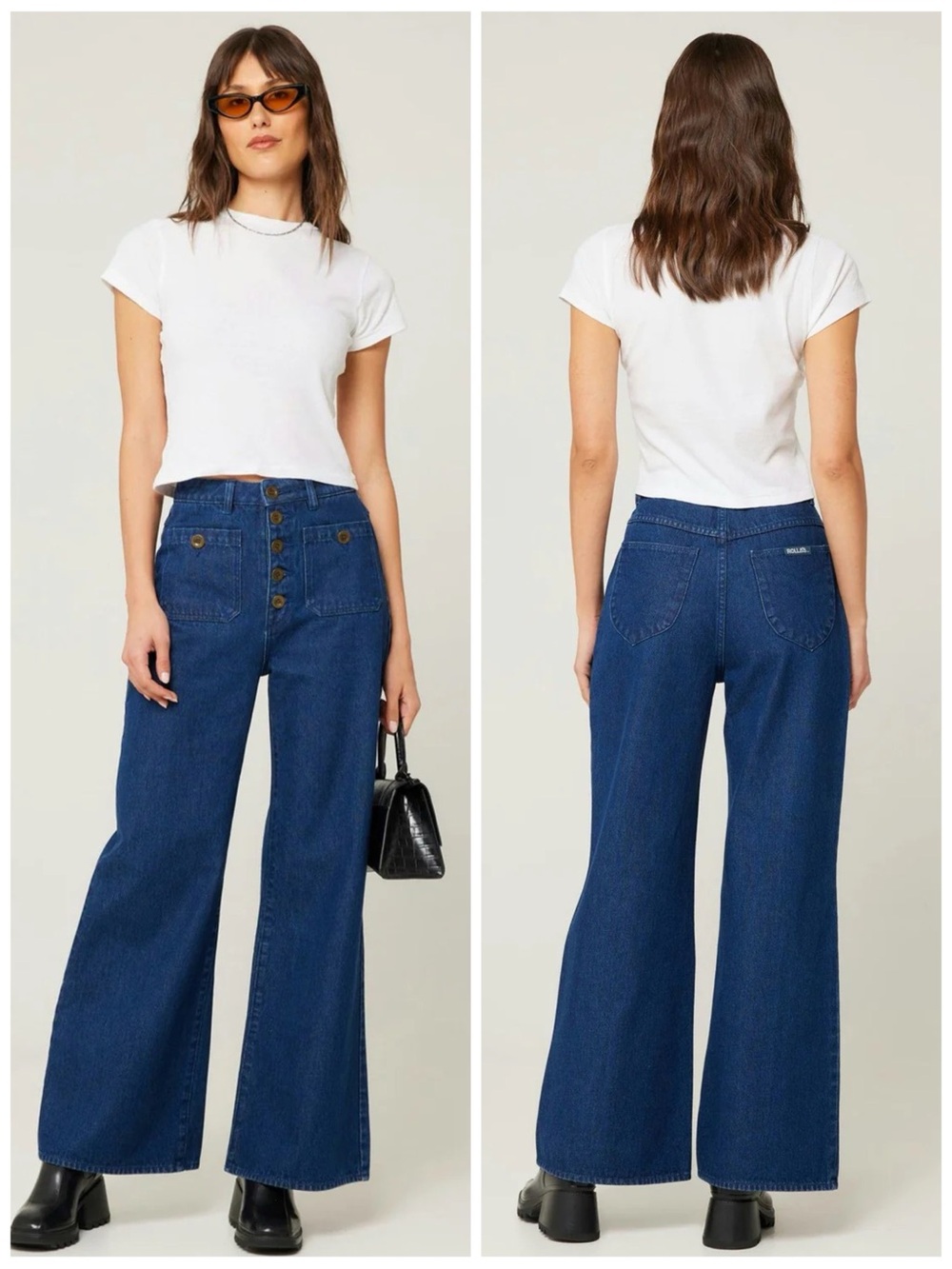 ROLLA’S Women’s Size 31 Lou Dark Wash Studio High Rise Flare Jeans Button Fly